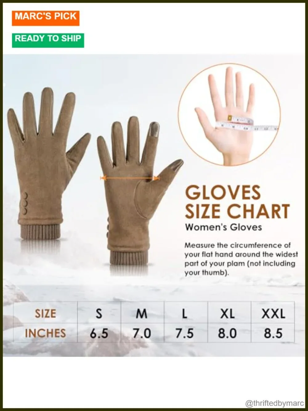 Suede Fleece Lined Touch Screen Winter Gloves